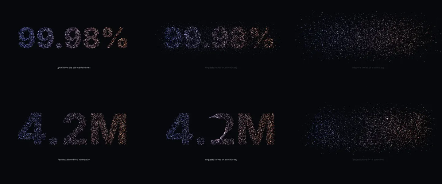 Numeral Swarm: six frames of the gem in motion