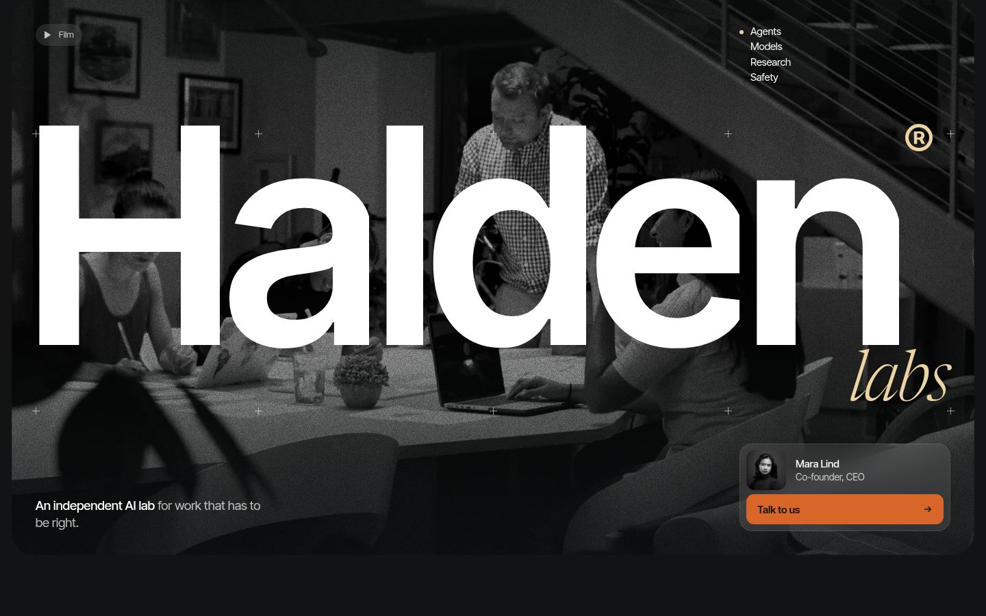 The top of Halden's Home V1 page in dark mode