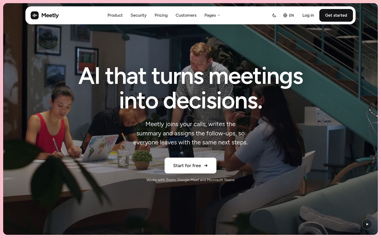 The top of Meetly's home page, which ships in Astro and HTML today