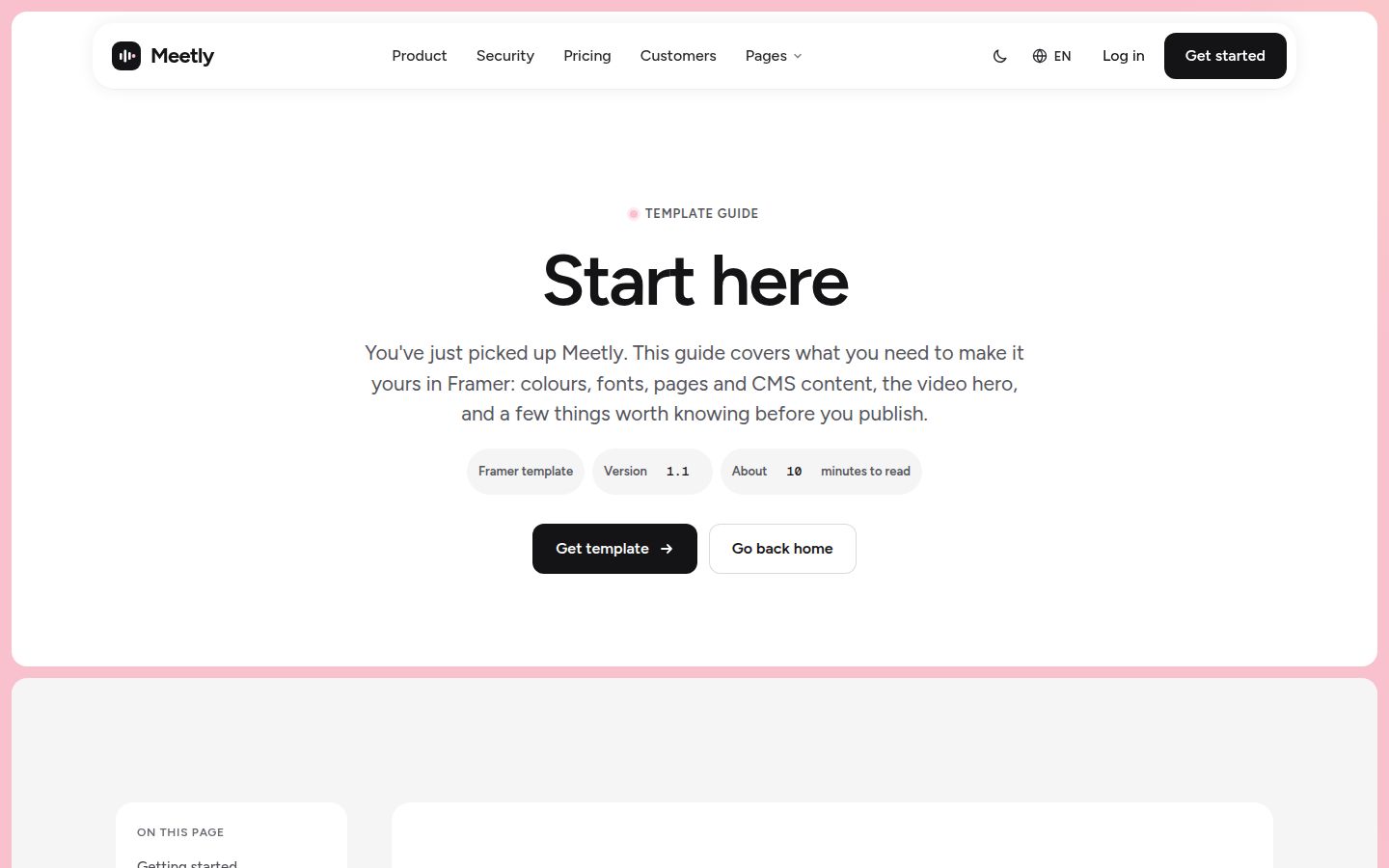 The top of Meetly's start-here page in the light theme.
