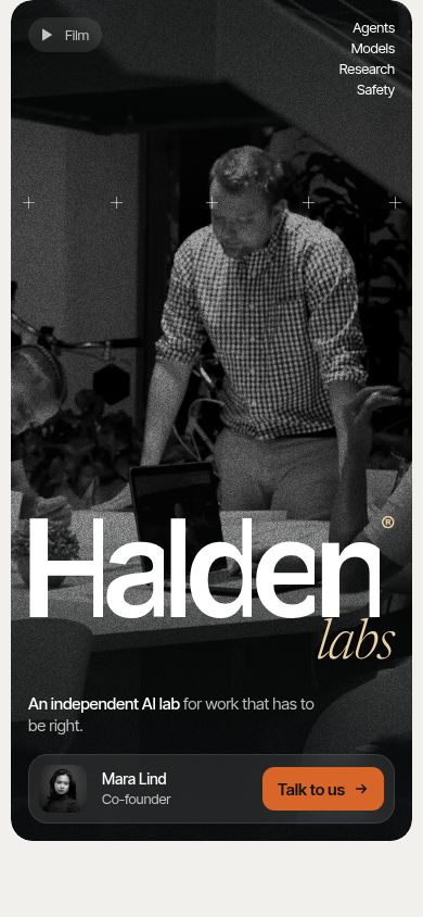 The top of Halden's Home V1 page on a phone-sized screen