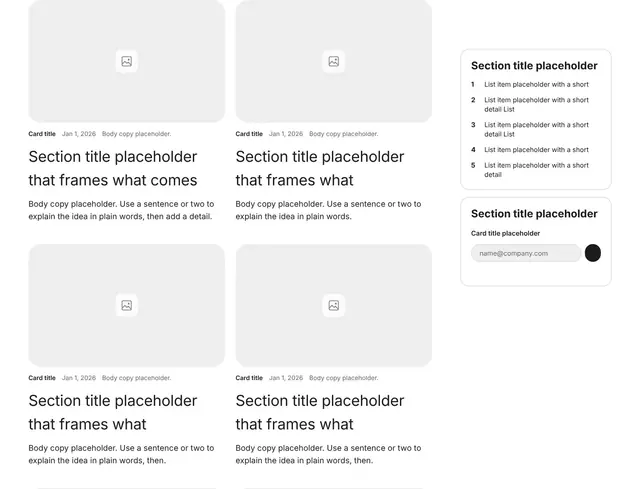 Blog Sticky Scroll and Form: blog wireframe