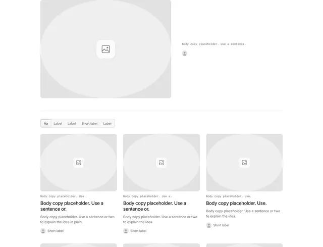 Blog Three-Column Grid 10: blog wireframe