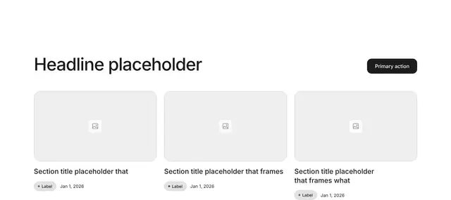 Blog Three-Column Grid 15: blog wireframe
