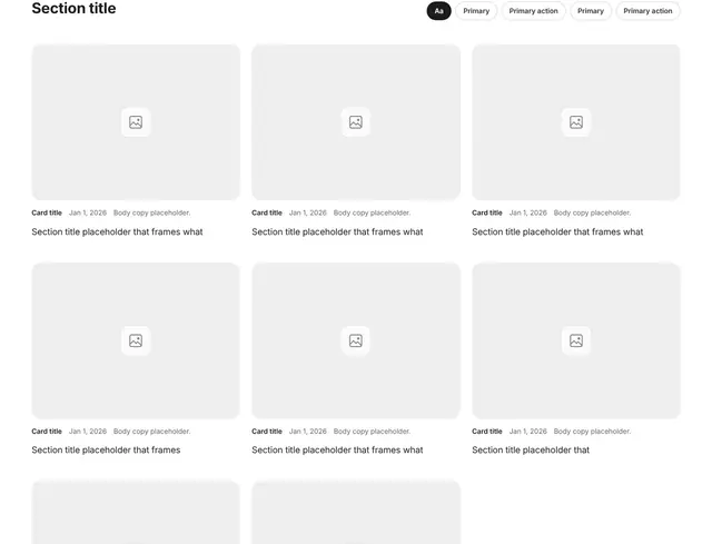 Blog Three-Column Grid 16: blog wireframe