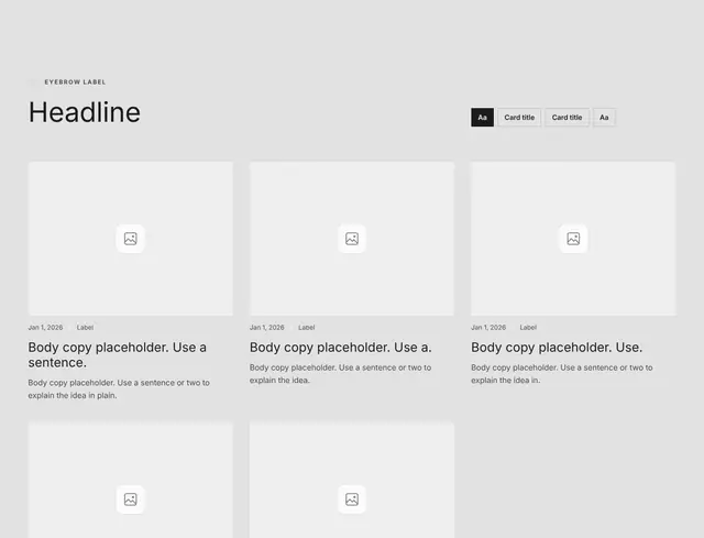 Blog Three-Column Grid 08: blog wireframe