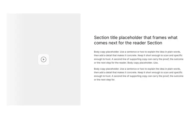 Contact Split with Image and Video: contact & forms wireframe