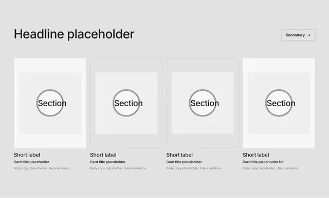 CTA Four-Column Grid 08: call to action wireframe