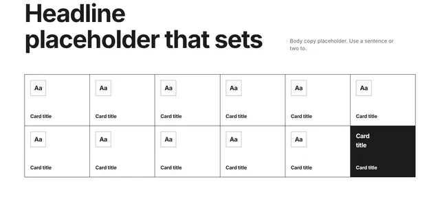 CTA Four-Column Grid 01: call to action wireframe