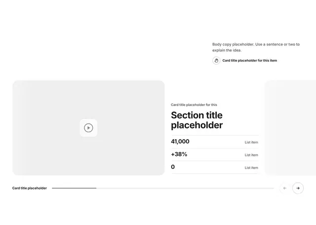 Features Four-Column Grid with Video: features wireframe