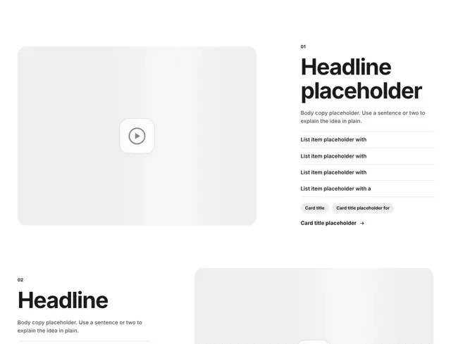 Features List with Video 02: features wireframe
