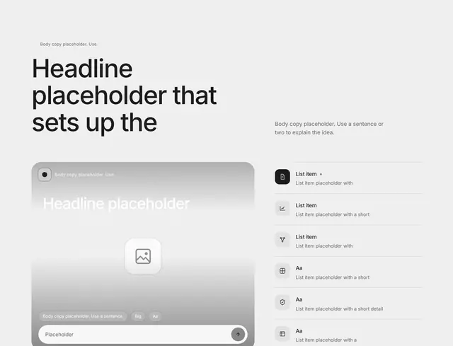 Features Split with Image and Form: features wireframe