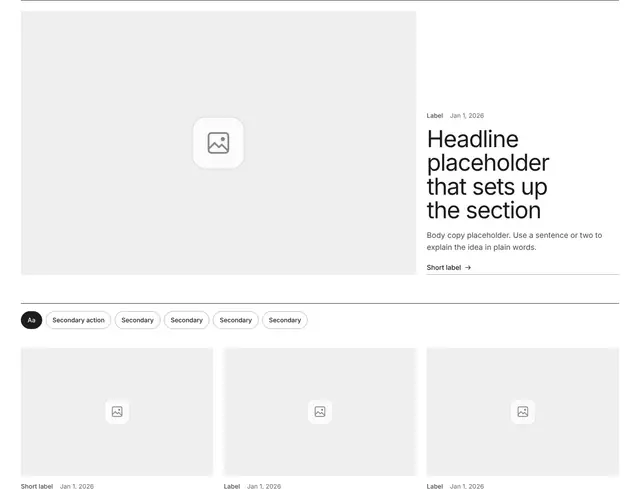 Features Three-Column Grid 10: features wireframe