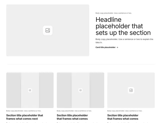 Features Three-Column Grid 07: features wireframe