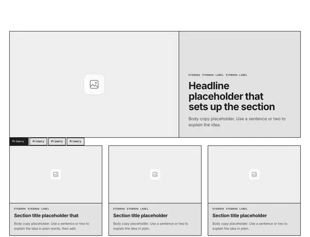 Features Three-Column Grid 08: features wireframe