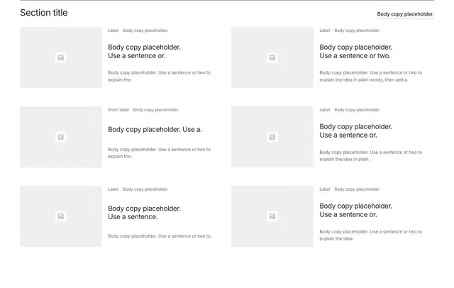 Features Two-Column Grid 05: features wireframe