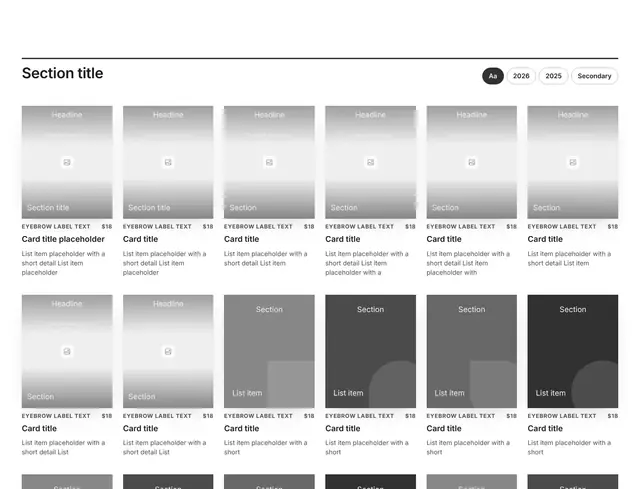 Gallery Four-Column Grid 04: gallery wireframe