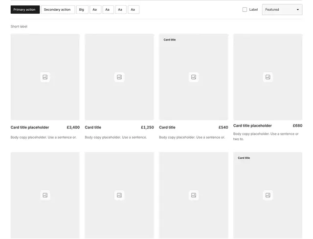 Gallery Four-Column Grid and Form: gallery wireframe