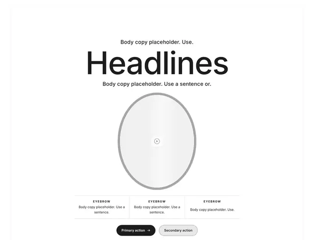 Hero Centered with Video: hero wireframe