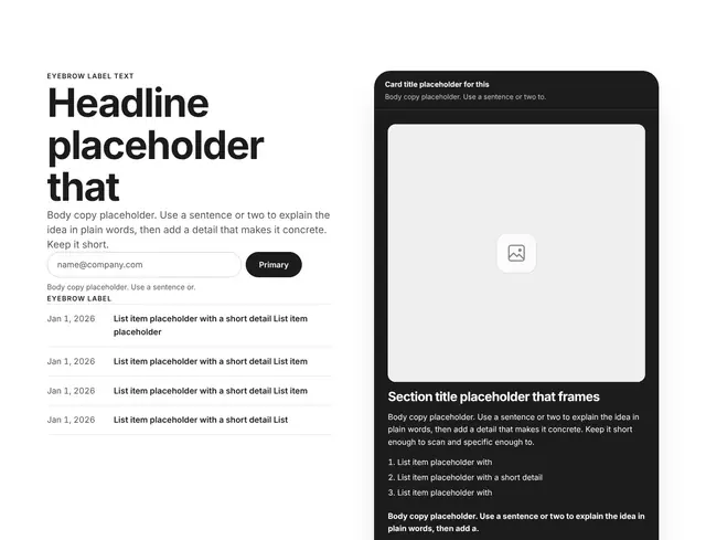 Hero Split with Image and Form 04: hero wireframe
