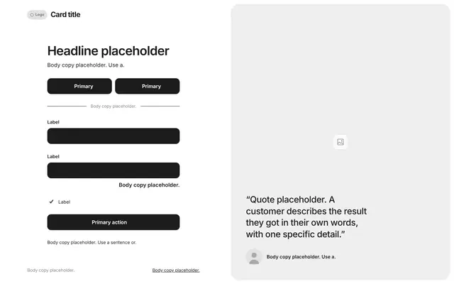 Hero Split with Image and Form 01: hero wireframe