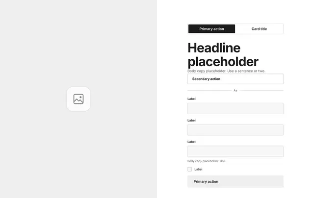 Hero Split with Image and Tabs and Form 03: hero wireframe