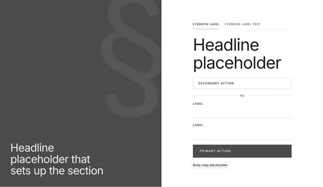 Hero Split with Tabs and Form: hero wireframe