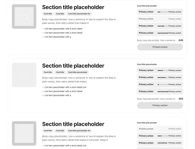 Pricing List 04: pricing wireframe