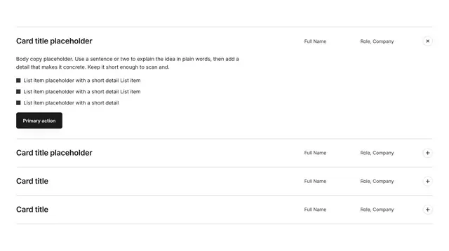 Pricing List with Accordion: pricing wireframe