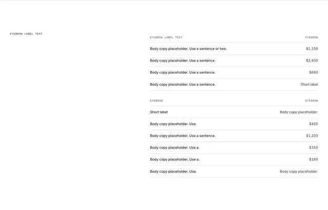 Pricing Split 03: pricing wireframe