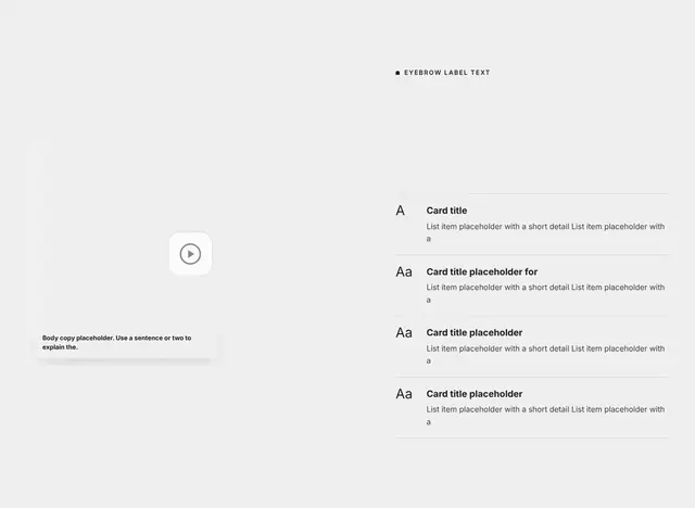 Process Split with Image and Video: process & timeline wireframe