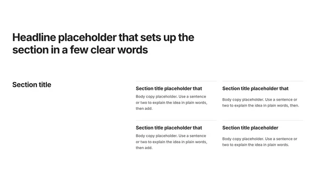 Process Two-Column Grid: process & timeline wireframe