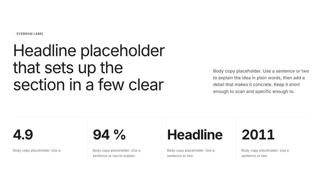 Stats Four-Column Grid with Counters 03: stats wireframe