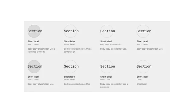 Team Four-Column Grid 16: team wireframe