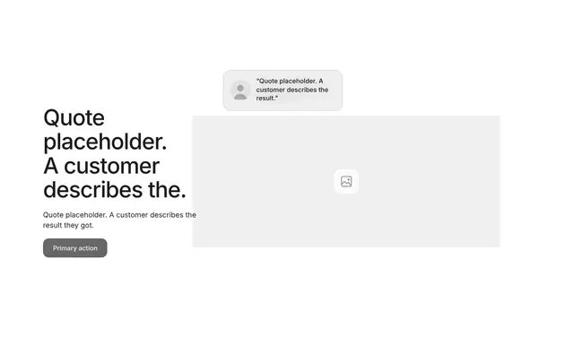 Testimonials Split with Image 05: testimonials wireframe
