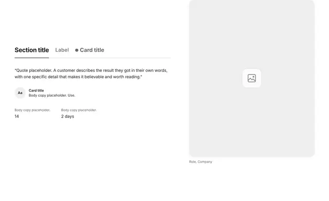 Testimonials Split with Image and Tabs: testimonials wireframe
