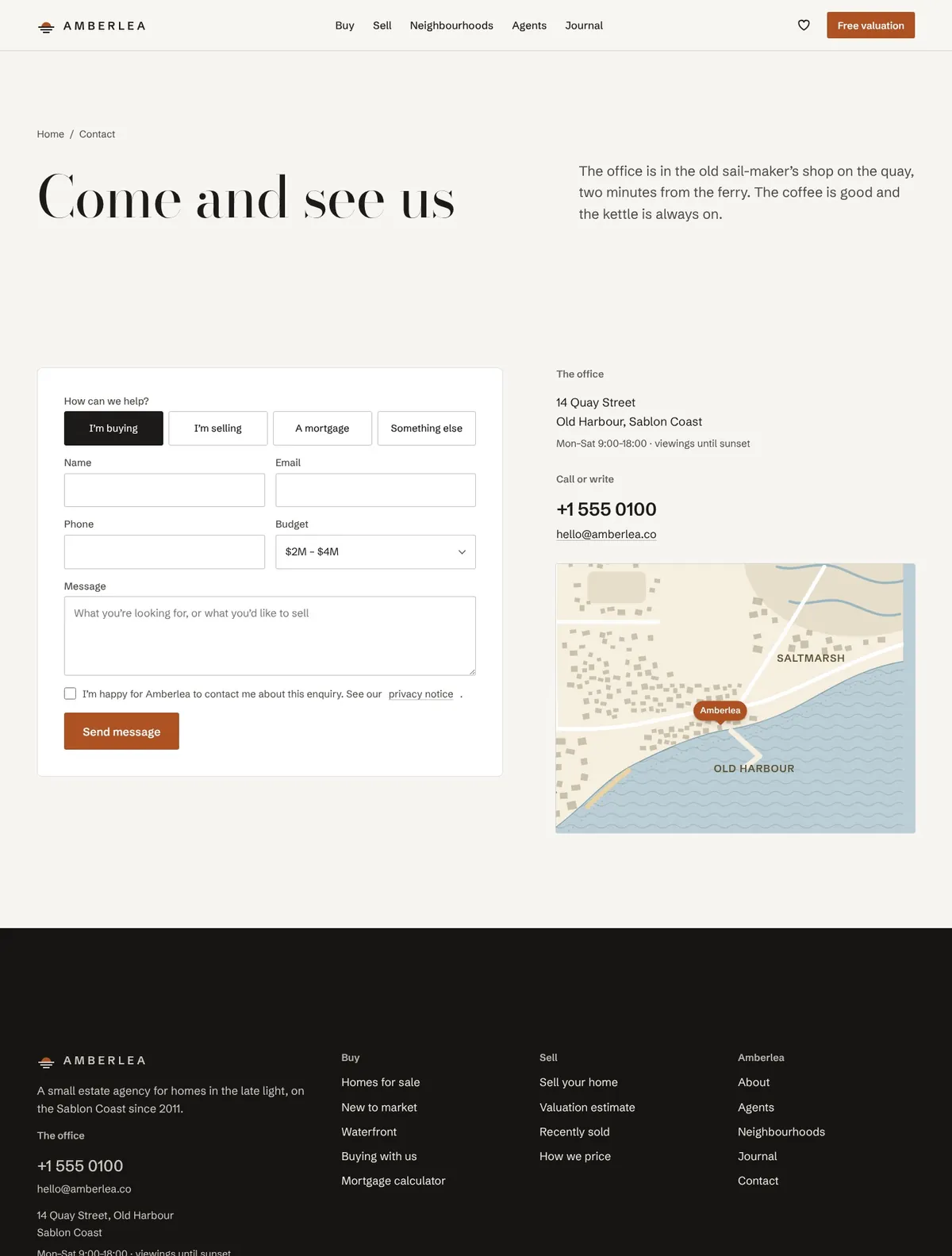 Amberlea, Contact page