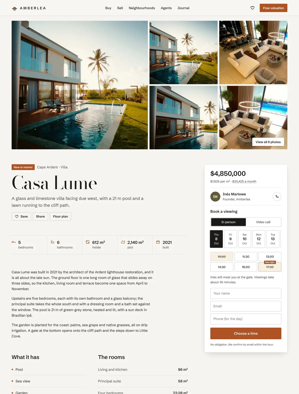 Amberlea, Listing page