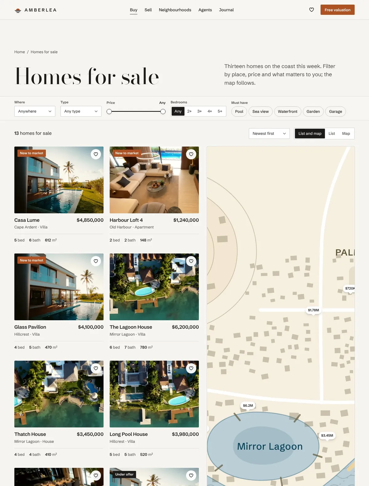 Amberlea, Homes for sale page