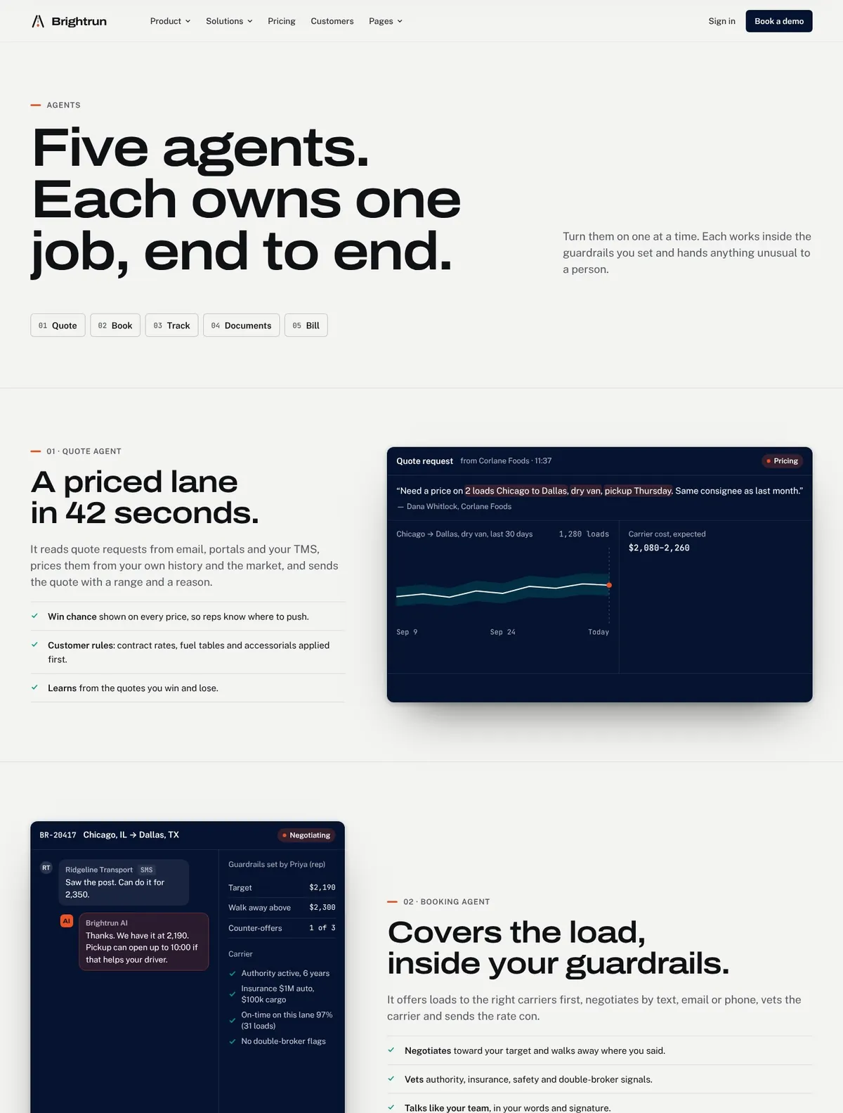 Brightrun, Agents page