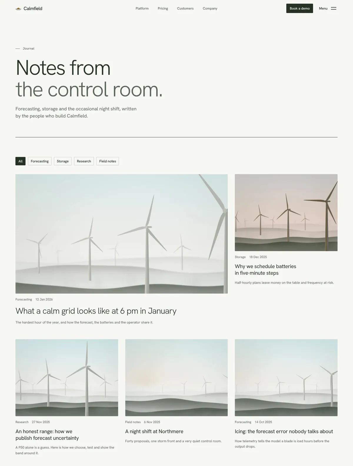 Calmfield, Journal V1 page