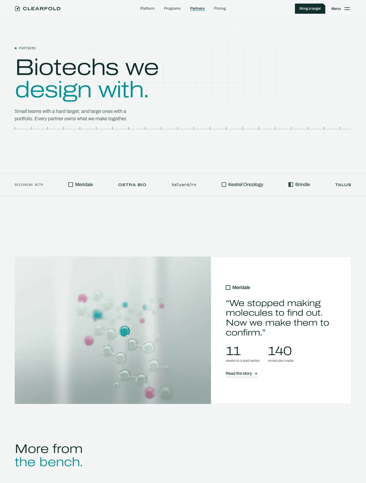 Clearfold, Partners page