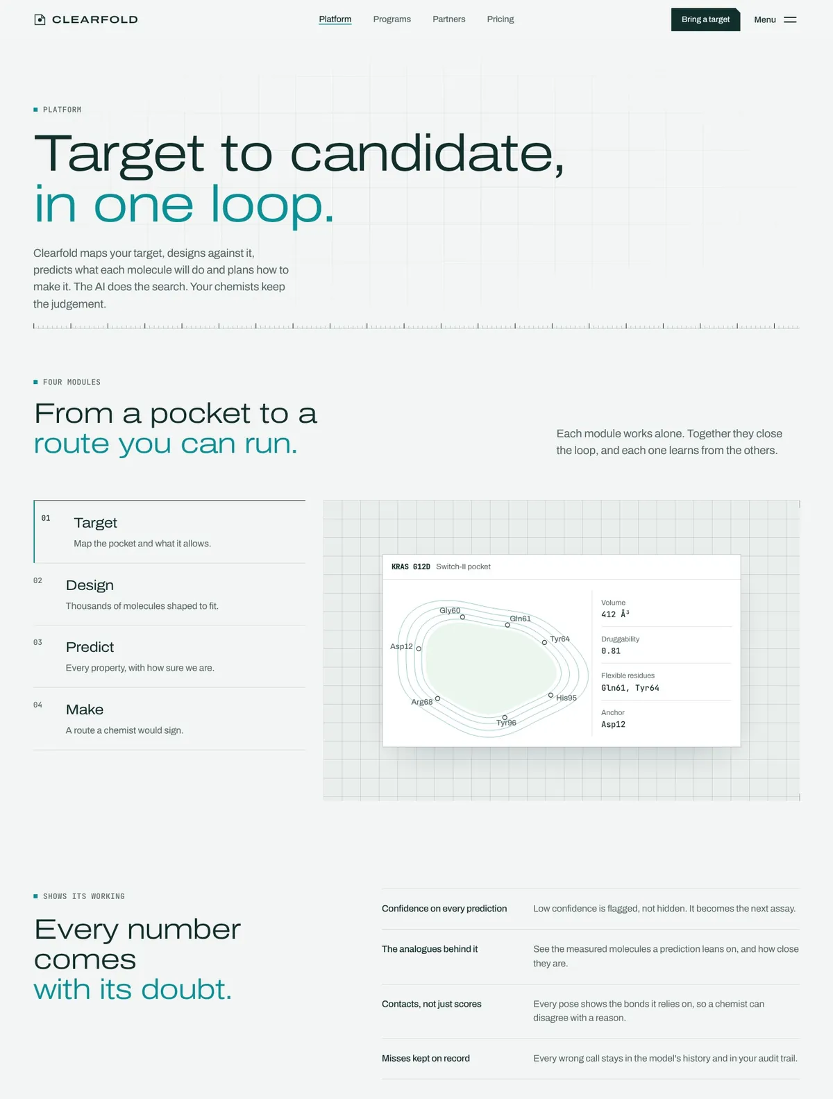 Clearfold, Platform page