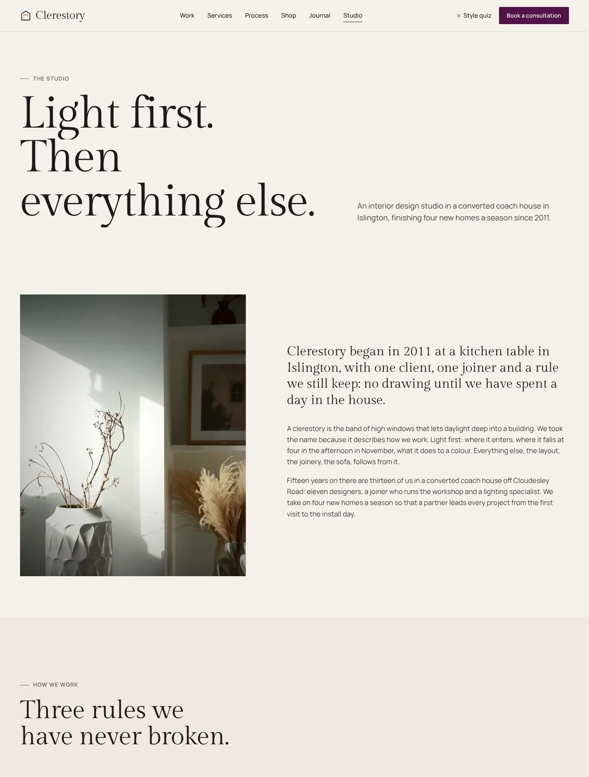 Clerestory, Studio page