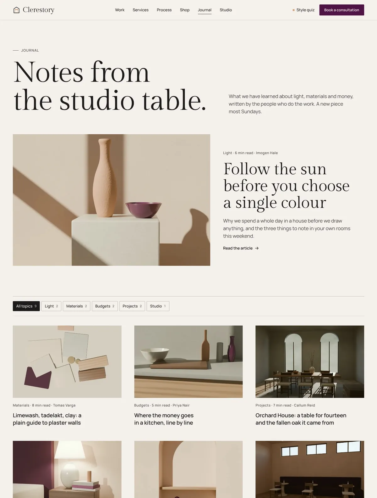 Clerestory, Journal page