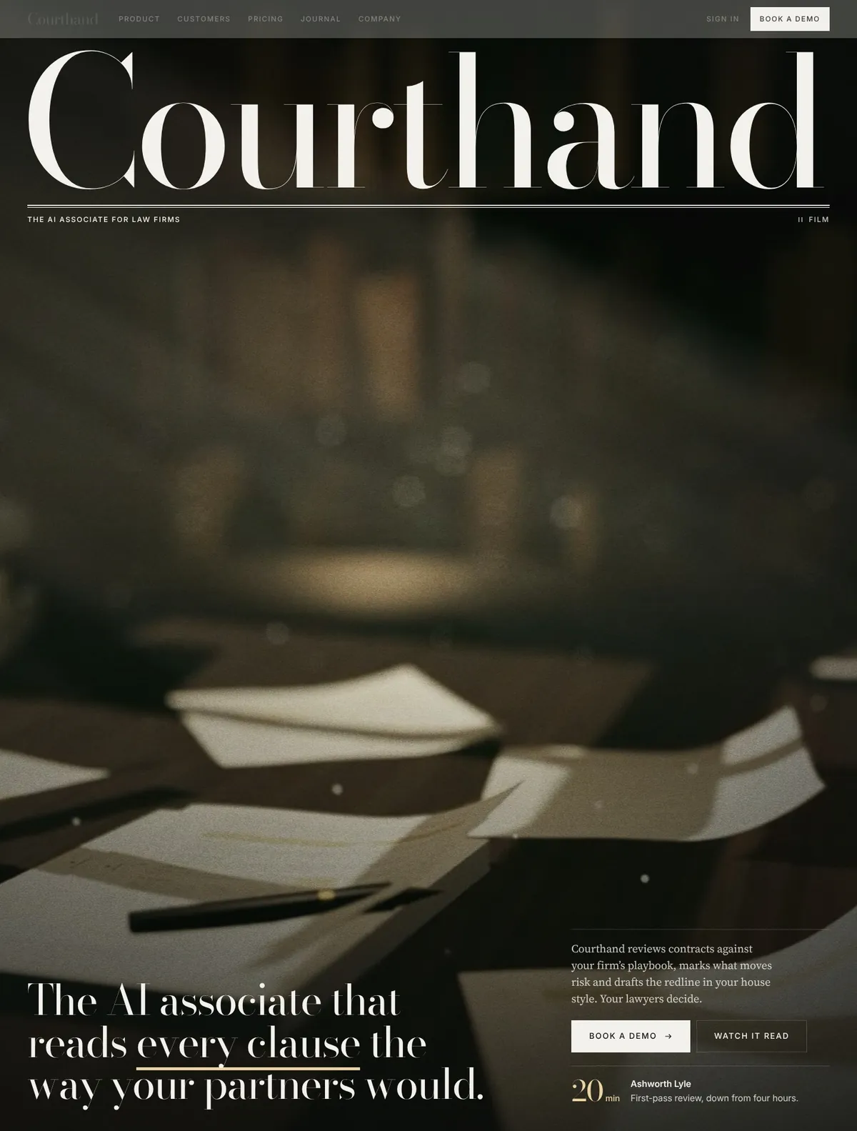 Courthand, Home V1 page