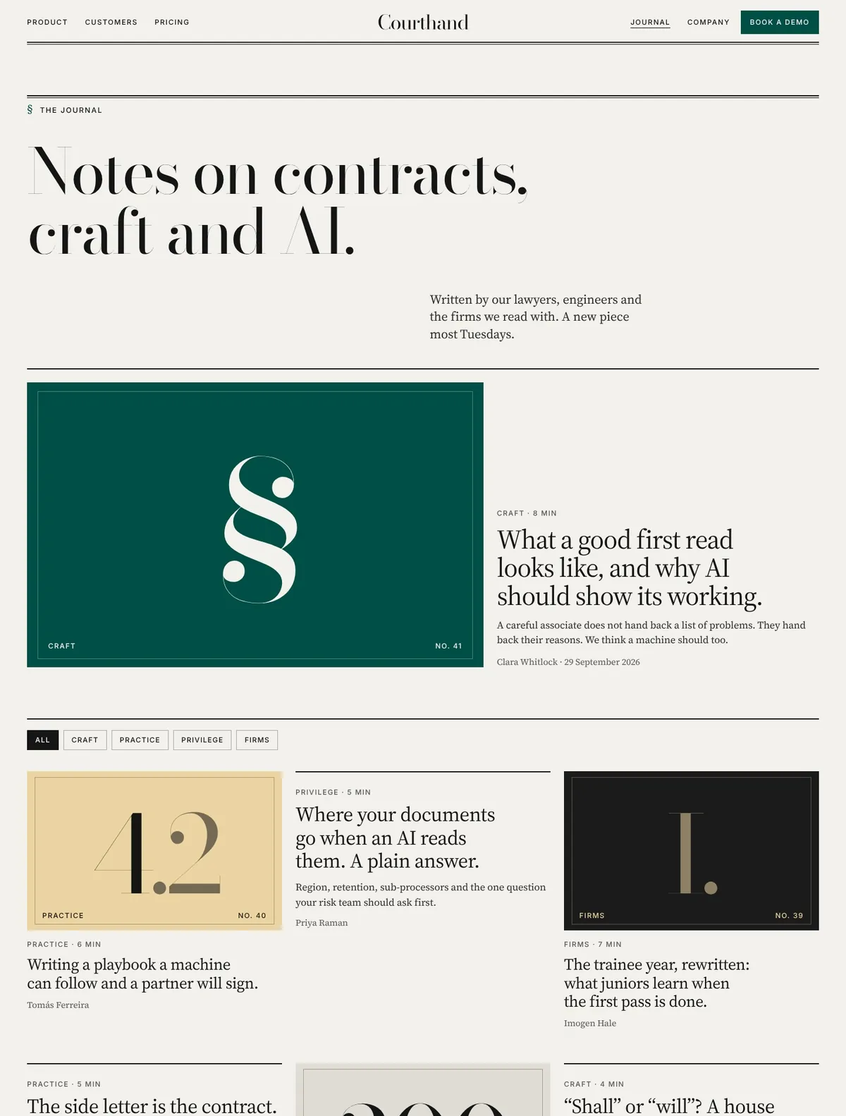 Courthand, Journal page