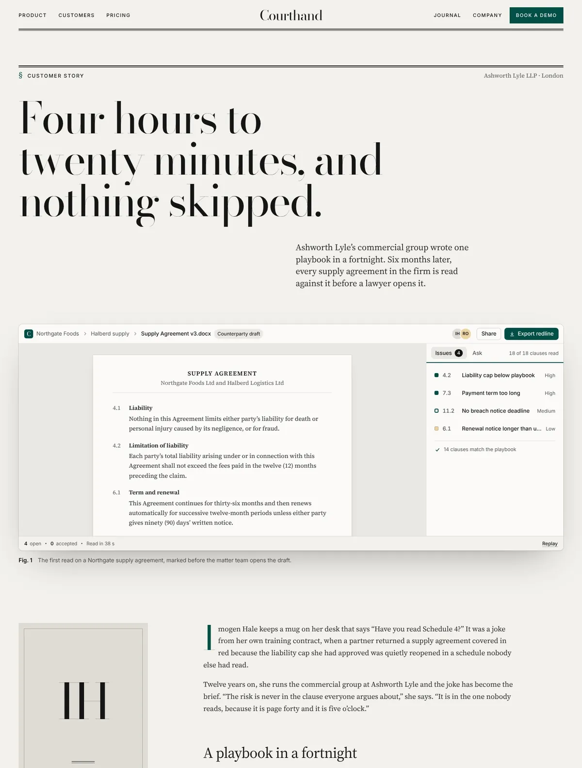 Courthand, Customer story page