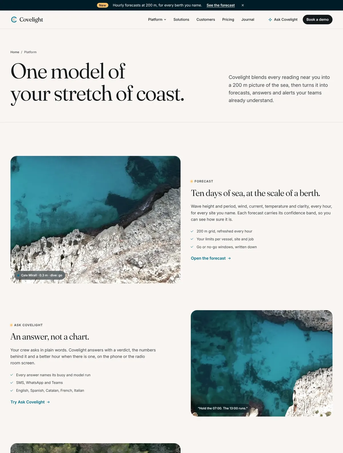 Covelight, Platform page