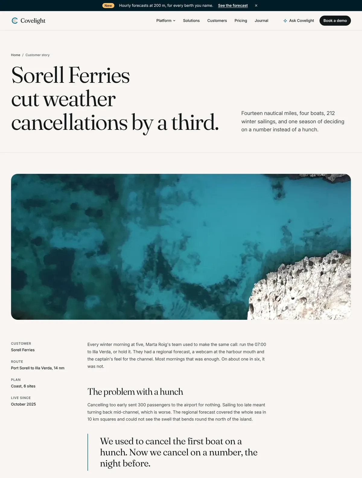 Covelight, Customer story page